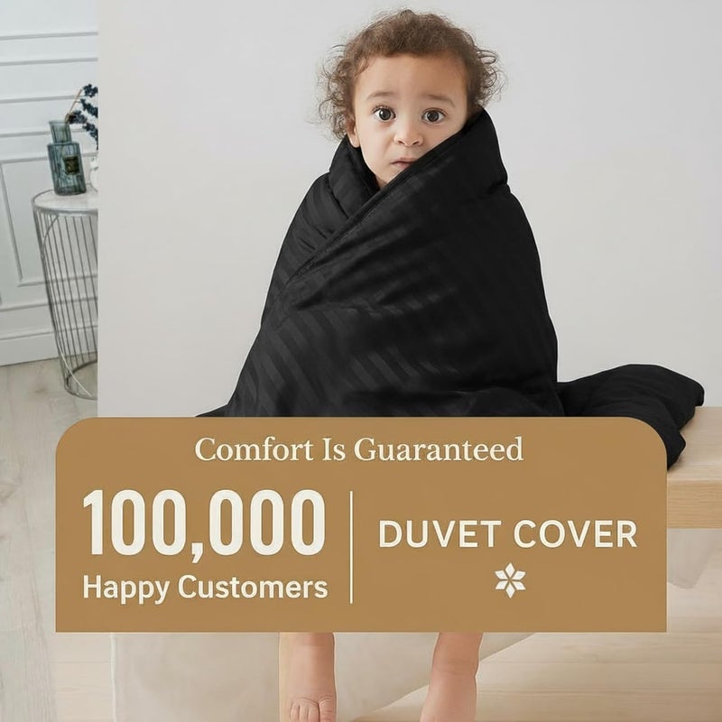 BEDDING ZONE Multi-Colored Luxury Stripe Duvet Cover - Zipper Closure Black  Double (200X200) - Image 3